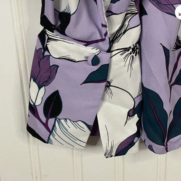 Worthington Blouse Womens X Small Purple Floral Long Sleeve Cowl Artsy Shirt Top - Picture 8 of 16